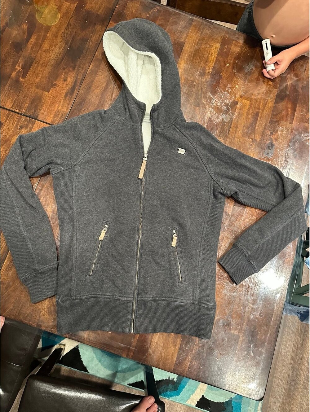 Nike Youth Sherpa Lined Full Zip Hoodie Gray Kids Medium 8-10 Fleece